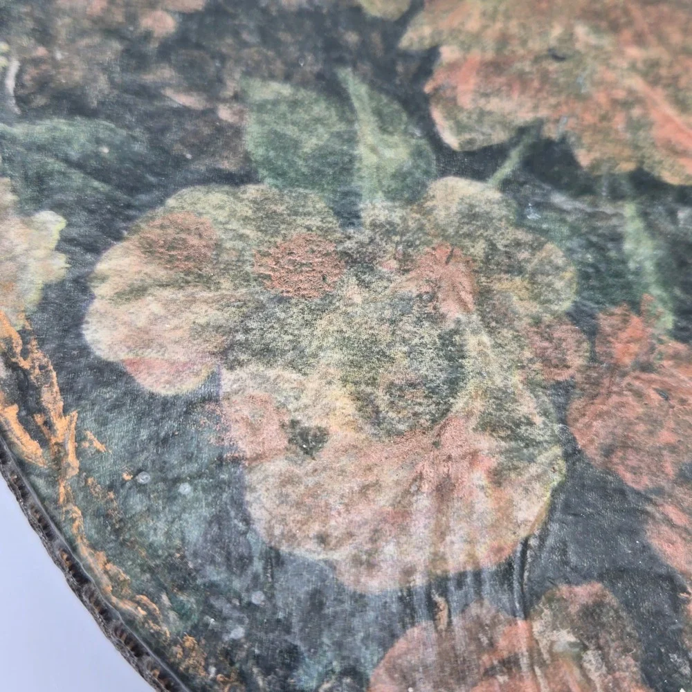Antique Half Moon Floral Decoupage Large Storage‎ Box Green 12X8X4 Old World